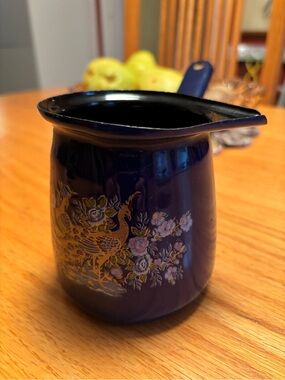 Enamel Coffee Pot with Floral/Peacock Design ~500ml